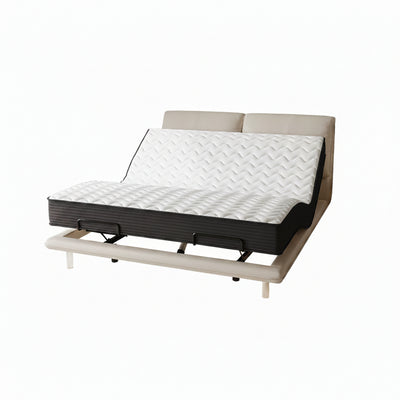 Elegant Modern White Double Bed Frame Luxury Leather Villa Smart Bed Adjustable Electric Cama Matrimonial Bedroom Set Furniture