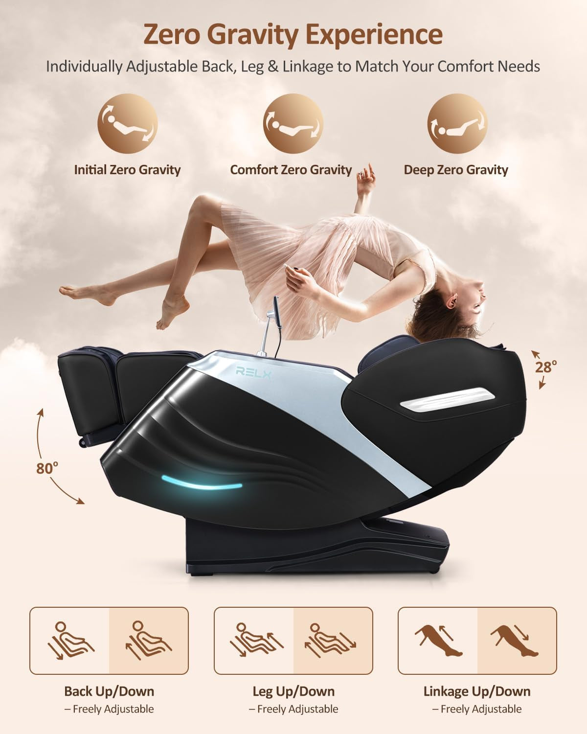 Massage Chair Full Body with Body Scan, Zero Gravity, Sl-Track, Black | 20 Modes Shiatsu Massage Chair Built-In Heat System, Airbag Massage with Deep Yoga Stretch, Calfrest Extension and AI Control