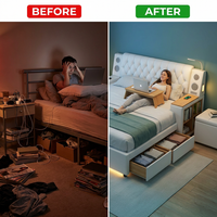 Headboard Storage Double Bed Queen Drawers King Size Smart Bed Luxury Princess Modern Letto Matrimoniale Bedroom Furniture — Before & After