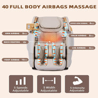 Massage Chair Full Body, 4D Zero Gravity Massage Chairs, 20 Auto Modes, 11 Massage Technique, 40 Airbags Shiatsu Massage, APP Control with Hifi Bluetooth Speaker Beige