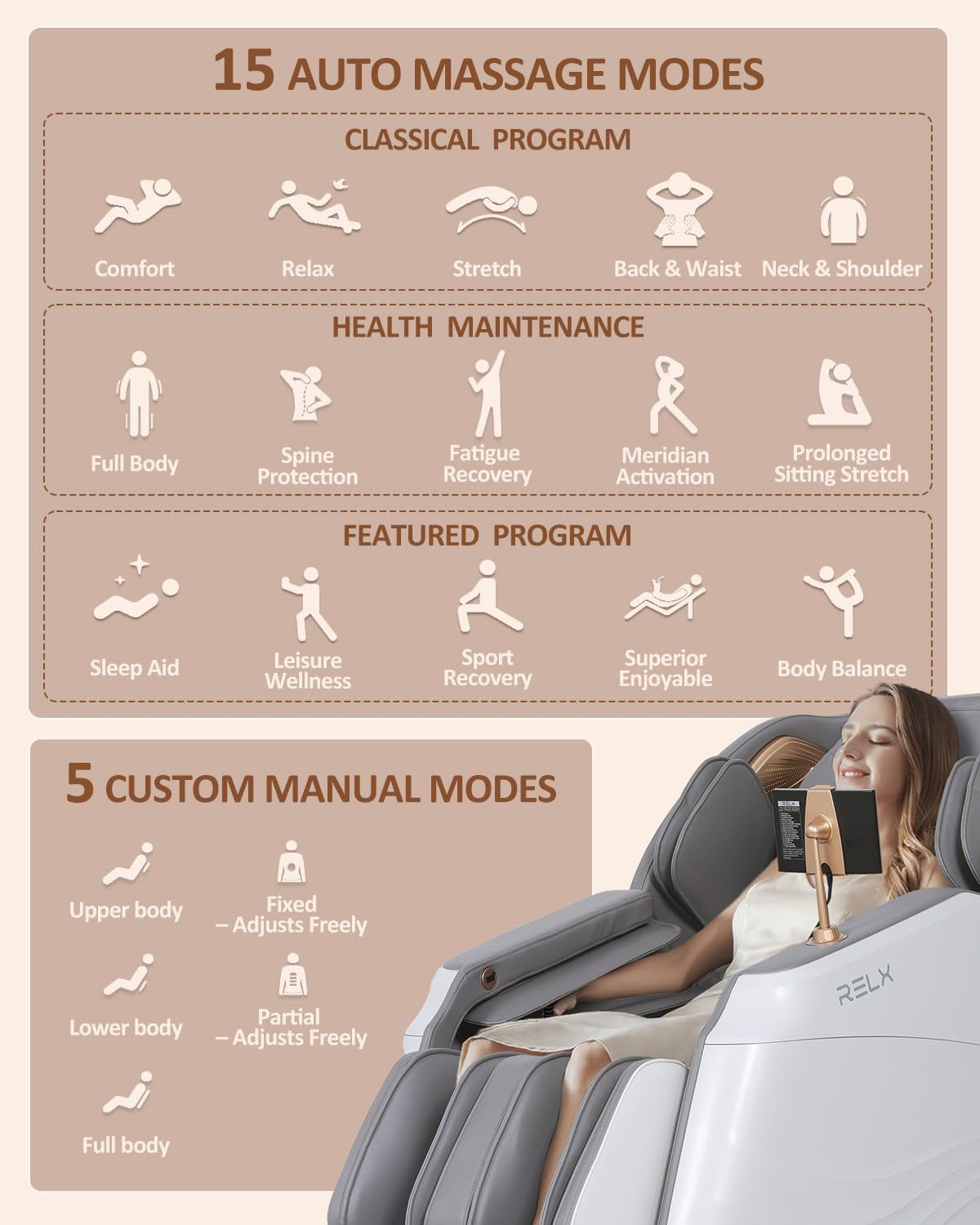Massage Chair Full Body with Body Scan, Zero Gravity, Sl-Track, White | 20 Modes Shiatsu Massage Chair Built-In Heat System, Airbag Massage with Deep Yoga Stretch, Calfrest Extension and AI Control