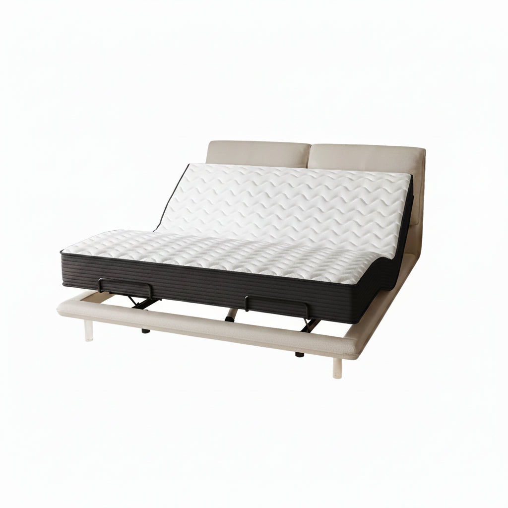 Elegant Modern White Double Bed Frame Luxury Leather Villa Smart Bed Adjustable Electric Cama Matrimonial Bedroom Set Furniture