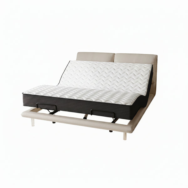 Elegant Modern White Double Bed Frame Luxury Leather Villa Smart Bed Adjustable Electric Cama Matrimonial Bedroom Set Furniture
