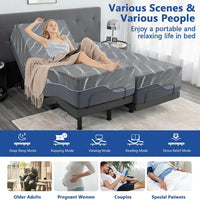 Split King Adjustable Bed Frame and 14" Memory Foam Mattress in Box, Independent Head and Foot Incline Electric Bed with Massage, Voice Control, 0 Gravity/Anti-Snore, USB Ports, Adjustable Legs