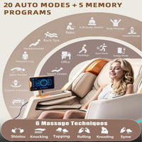 Massage Chair Full Body, 4D Zero Gravity Massage Chairs, 20 Auto Modes, 11 Massage Technique, 40 Airbags Shiatsu Massage, APP Control with Hifi Bluetooth Speaker Beige