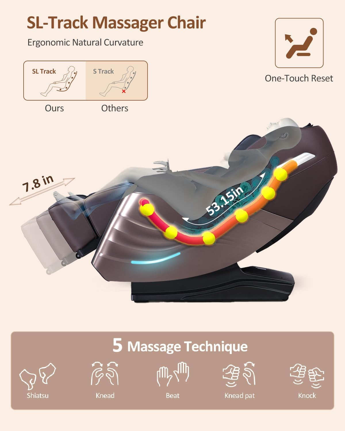 Massage Chair Full Body with Body Scan, Zero Gravity, Sl-Track, Brown | 20 Modes Shiatsu Massage Chair Built-In Heat System, Airbag Massage with Deep Yoga Stretch, Calfrest Extension and AI Control