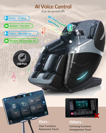Massage Chair Full Body with Body Scan, Zero Gravity, Sl-Track, Black | 20 Modes Shiatsu Massage Chair Built-In Heat System, Airbag Massage with Deep Yoga Stretch, Calfrest Extension and AI Control