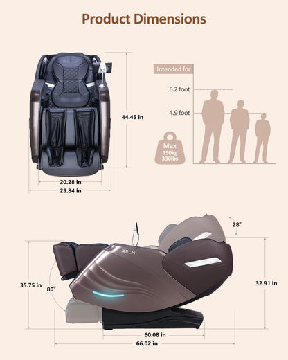 Massage Chair Full Body with Body Scan, Zero Gravity, Sl-Track, Brown | 20 Modes Shiatsu Massage Chair Built-In Heat System, Airbag Massage with Deep Yoga Stretch, Calfrest Extension and AI Control