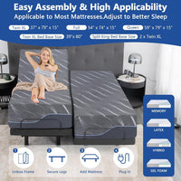 Split King Adjustable Bed Frame and 14" Memory Foam Mattress in Box, Independent Head and Foot Incline Electric Bed with Massage, Voice Control, 0 Gravity/Anti-Snore, USB Ports, Adjustable Legs
