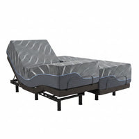 Split King Adjustable Bed Frame and 14" Memory Foam Mattress in Box, Independent Head and Foot Incline Electric Bed with Massage, Voice Control, 0 Gravity/Anti-Snore, USB Ports, Adjustable Legs