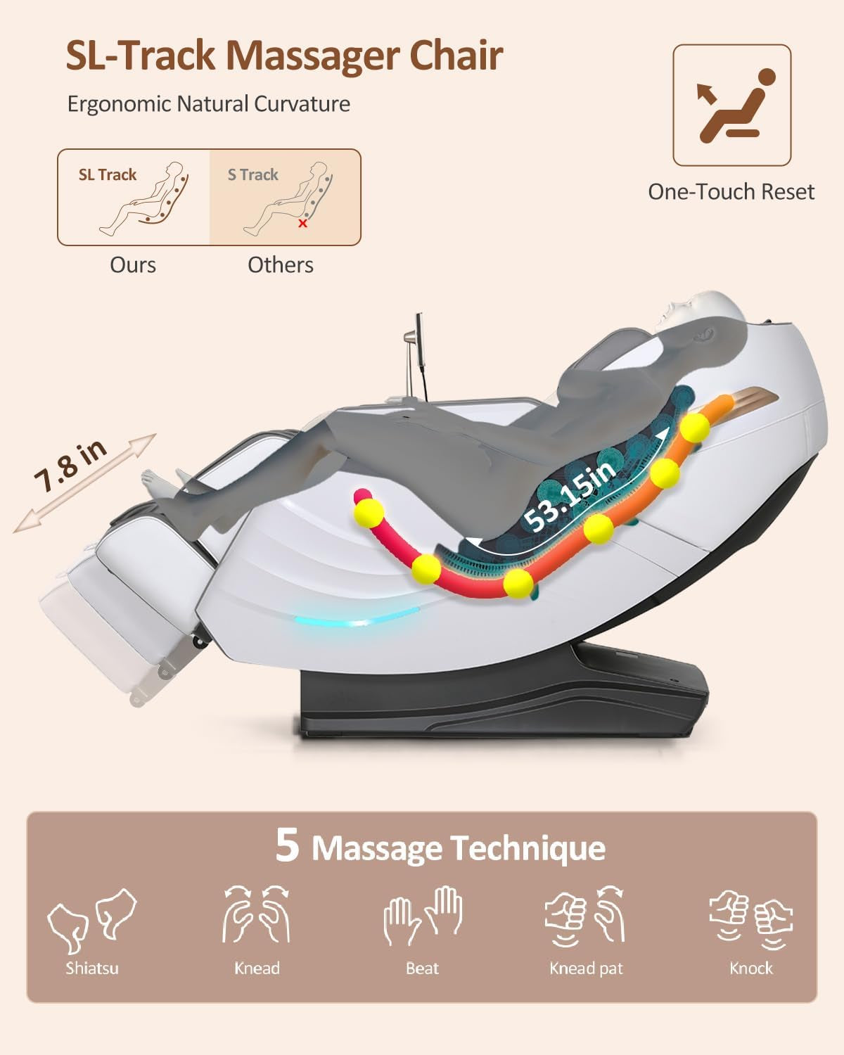 Massage Chair Full Body with Body Scan, Zero Gravity, Sl-Track, White | 20 Modes Shiatsu Massage Chair Built-In Heat System, Airbag Massage with Deep Yoga Stretch, Calfrest Extension and AI Control