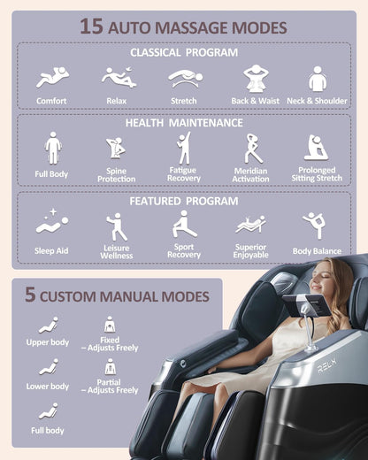 Massage Chair Full Body with Body Scan, Zero Gravity, Sl-Track, Black | 20 Modes Shiatsu Massage Chair Built-In Heat System, Airbag Massage with Deep Yoga Stretch, Calfrest Extension and AI Control
