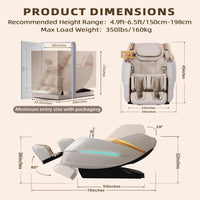 Massage Chair Full Body, 4D Zero Gravity Massage Chairs, 20 Auto Modes, 11 Massage Technique, 40 Airbags Shiatsu Massage, APP Control with Hifi Bluetooth Speaker Beige