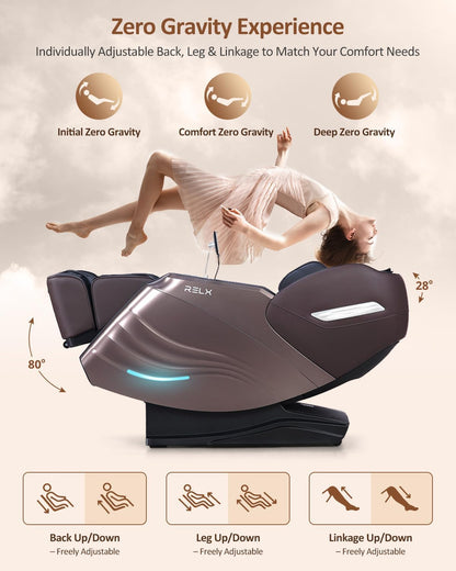 Massage Chair Full Body with Body Scan, Zero Gravity, Sl-Track, Brown | 20 Modes Shiatsu Massage Chair Built-In Heat System, Airbag Massage with Deep Yoga Stretch, Calfrest Extension and AI Control