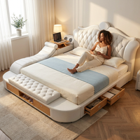 Headboard Storage Double Bed Queen Drawers King Size Smart Bed Luxury Princess Modern Letto Matrimoniale Bedroom Furniture — Lifestyle
