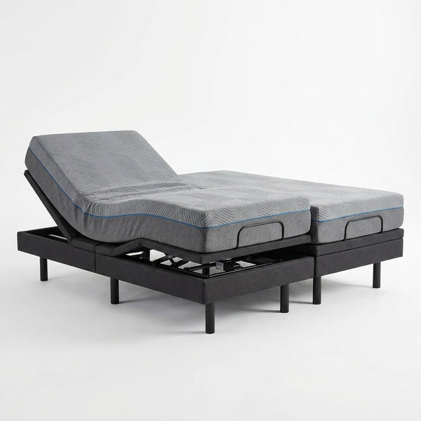 Split King Adjustable Bed Frame and 14" Memory Foam Mattress in Box, Independent Head and Foot Incline Electric Bed with Massage, Voice Control, 0 Gravity/Anti-Snore, USB Ports, Adjustable Legs — Studio Shot