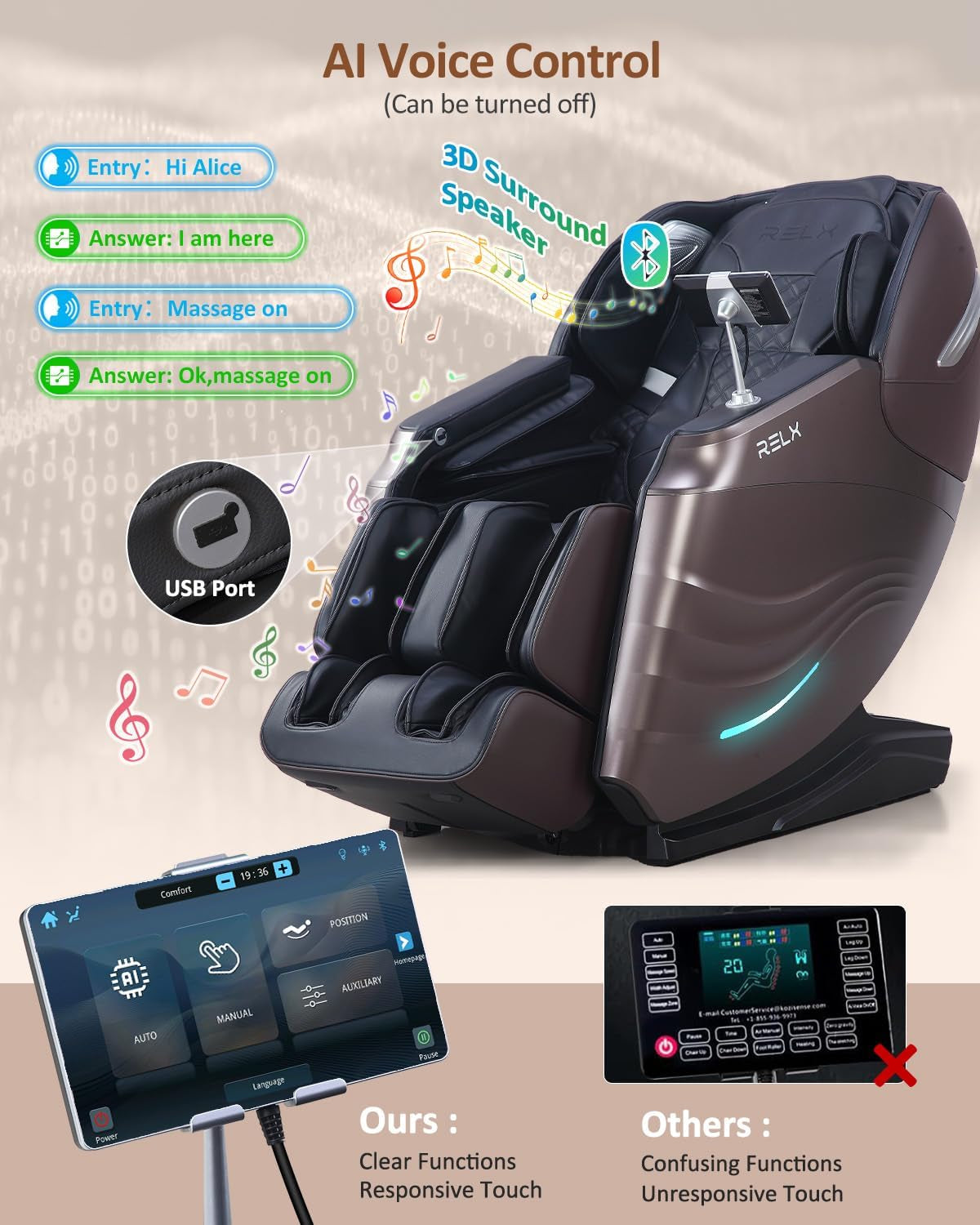 Massage Chair Full Body with Body Scan, Zero Gravity, Sl-Track, Brown | 20 Modes Shiatsu Massage Chair Built-In Heat System, Airbag Massage with Deep Yoga Stretch, Calfrest Extension and AI Control