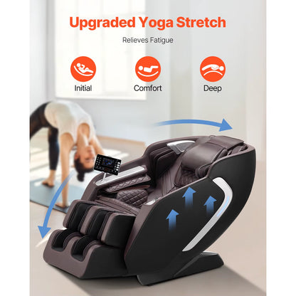 Succebuy Massage Chair 4D Full Body Zero Gravity Recliner W/Sl Track Stretch AI Voice Control Heat Foot Roller Retractable Pedal