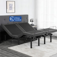 Split King Adjustable Bed Frame and 14" Memory Foam Mattress in Box, Independent Head and Foot Incline Electric Bed with Massage, Voice Control, 0 Gravity/Anti-Snore, USB Ports, Adjustable Legs
