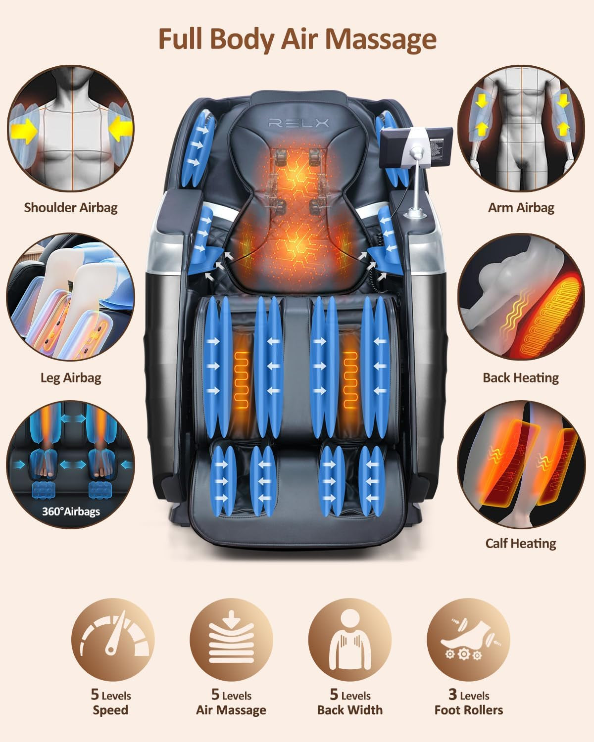 Massage Chair Full Body with Body Scan, Zero Gravity, Sl-Track, Black | 20 Modes Shiatsu Massage Chair Built-In Heat System, Airbag Massage with Deep Yoga Stretch, Calfrest Extension and AI Control