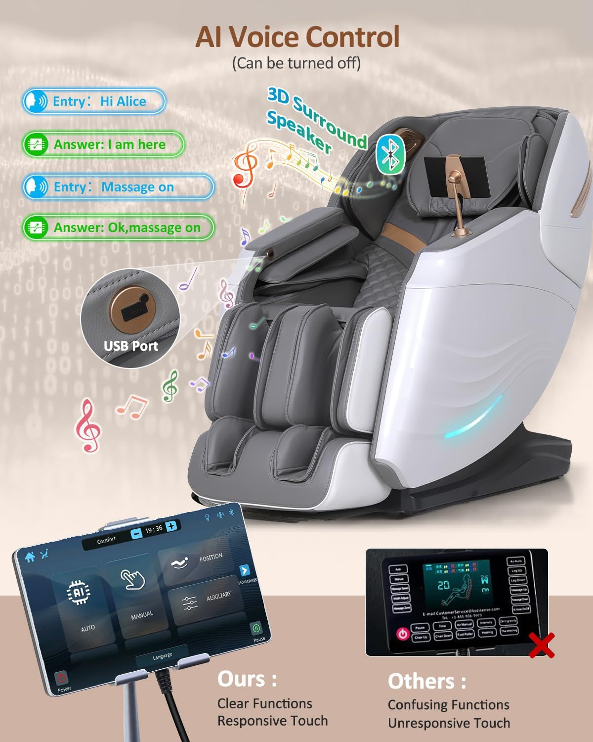 Massage Chair Full Body with Body Scan, Zero Gravity, Sl-Track, White | 20 Modes Shiatsu Massage Chair Built-In Heat System, Airbag Massage with Deep Yoga Stretch, Calfrest Extension and AI Control