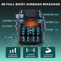 Massage Chair Full Body, 4D Zero Gravity Massage Chairs, 20 Auto Modes, 11 Massage Technique, 40 Airbags Shiatsu Massage, APP Control with Hifi Bluetooth Speaker Black
